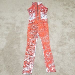 Halter top zip-up bodysuit